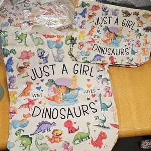Dinosaur Print Kids Tote and Pouch Set
